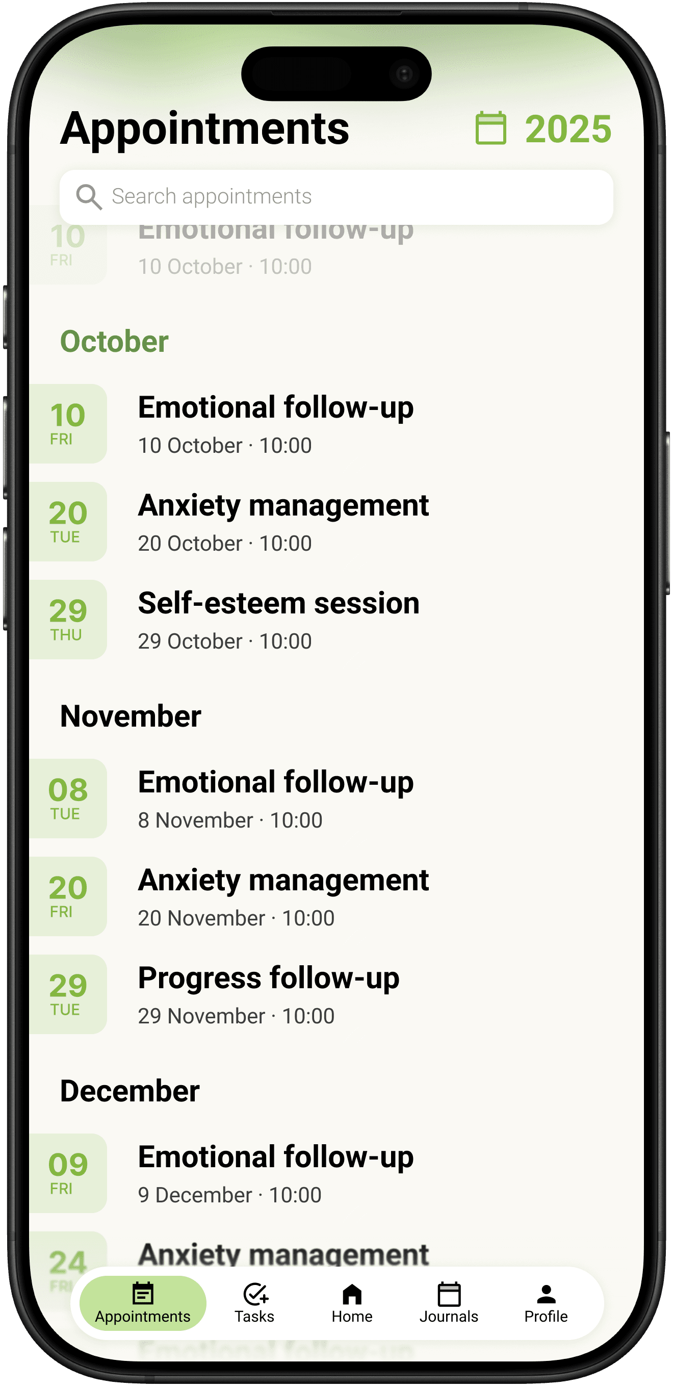 Manage appointments