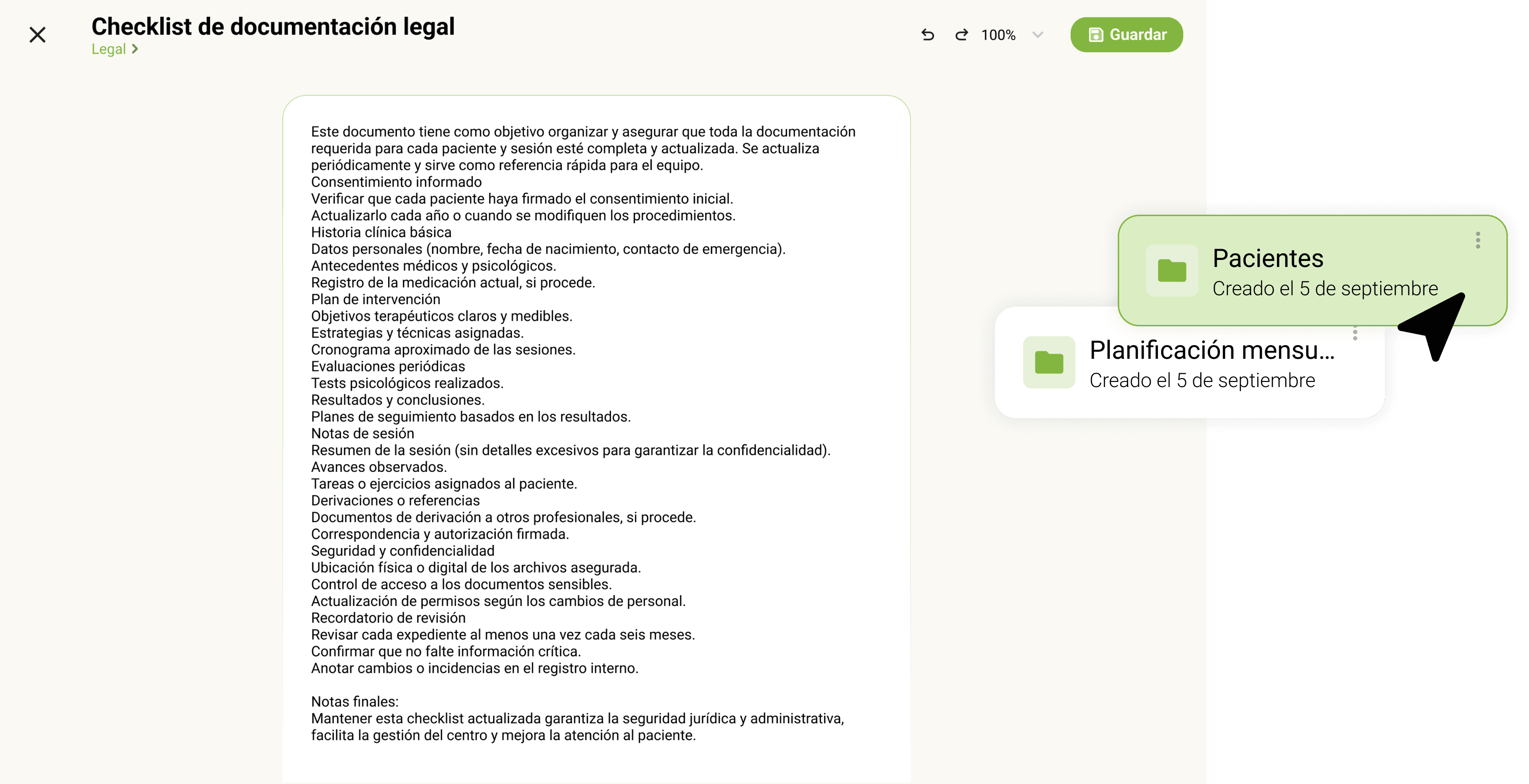 Archivos y documentos de pacientes