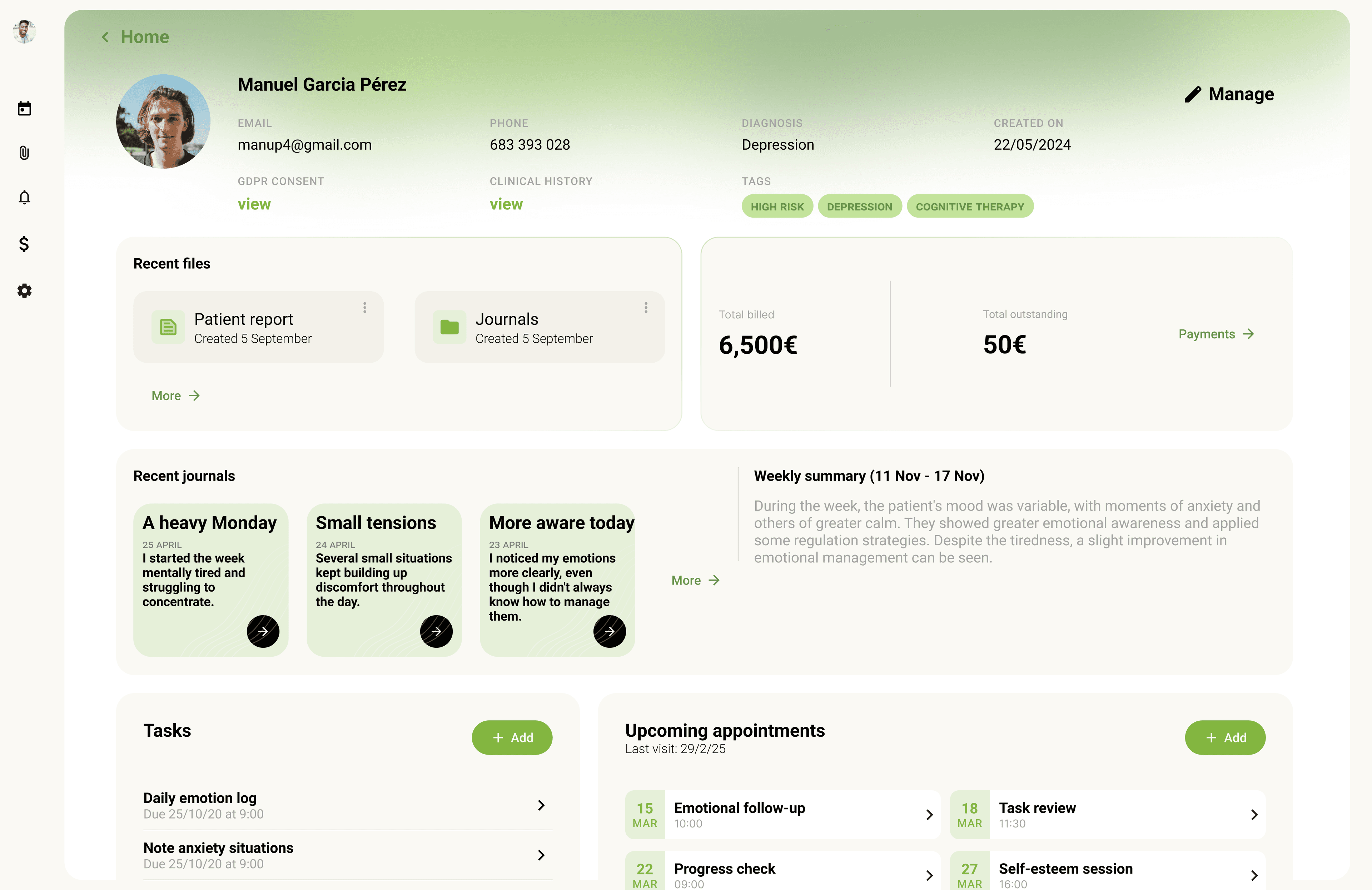 Patient profile in Eyren
